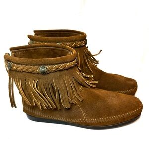 Minnetonka Brown Fringe Moccasins Festival Coachella
